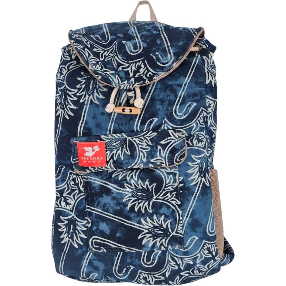 Taaluma Totes Blue White Batik Print Backpack Boho Drawstring Travel Bag Hawaii